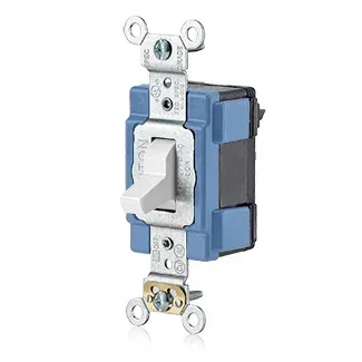Leviton 15 Amp 120/277V Single-Pole AC Toggle Switch Extra Heavy-Duty Spec Grade Self Grounding Lev-Lok Modular White (M1201-W)