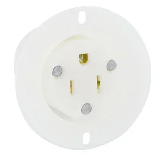 Leviton 15 Amp 125V NEMA 5-15R 2P 3W Flanged Outlet Receptacle Straight Blade Industrial Grade Grounding Back Wired White (5279-C)
