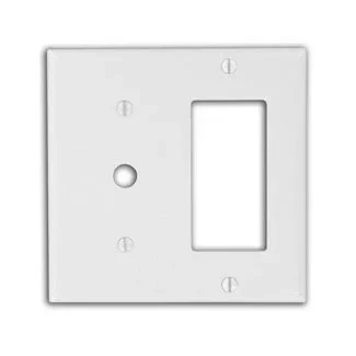 Leviton 2-Gang 1-Decora 1-Telephone/Cable .406 Device Combination Wall Plate Standard Size Thermoset Strap Mount White (80479-W)