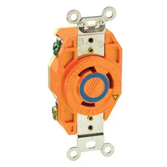 Leviton 30 Amp 250V NEMA L6-30R 2P 3W Flush Mount Locking Receptacle Industrial Grade Isolated Ground V-0-MAX Orange (2620-IG)