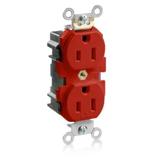 Leviton Lev-Lok Duplex Receptacle Outlet Heavy-Duty Industrial Spec Grade Smooth Face 15 Amp 125V Modular NEMA 5-1 (M5262-SR)