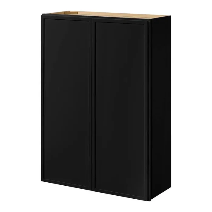 Leyton 30 in. W x 12 in. D x 42 in. H Ready to Assemble Plywood Slim Shaker Wall Kitchen Cabinet in Raven Black