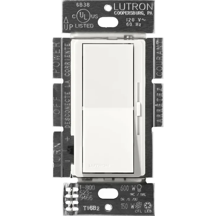 Lutron Diva Magnetic Low-Voltage Dimmer Single-Pole 120V 1000VA/800W Glacier White (DVSCLV-10P-GL)