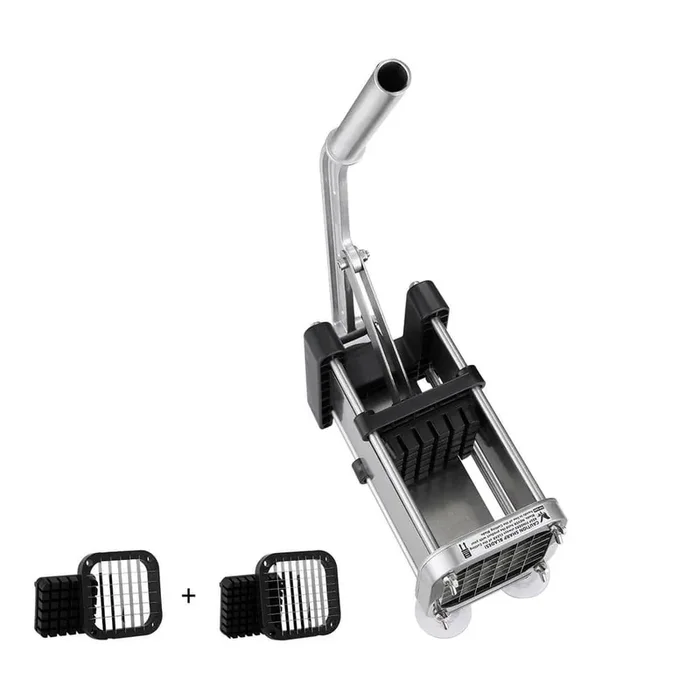 Manual French Fry Cutter, Potato Slicer with 1/2 in. and 3/8 in. Stainless Steel Blades, Suction Cup Base, for Potatoes