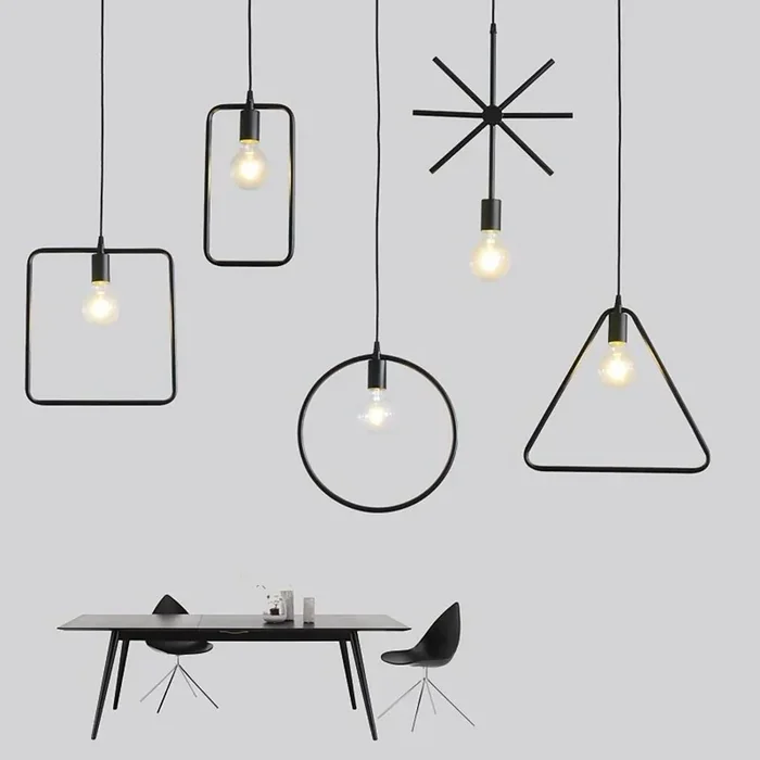 Metal Black and Gold Ceiling Light Rounded Square Pendant Lighting