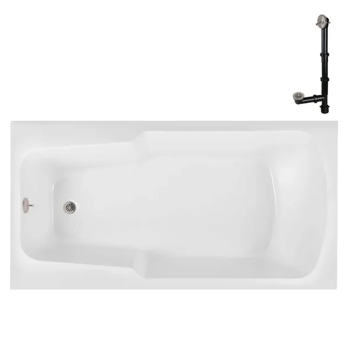 N-4180-721-BNK 60 in. x 32 in. Rectangular Acrylic Soaking Drop-In Bathtub, with Reversible Drain in Brushed Nickel