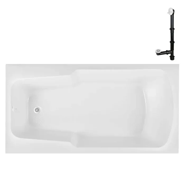 N-4200-724-WH 66 in. x 34 in. Rectangular Acrylic Soaking Drop-In Bathtub, with Reversible Drain in Glossy White