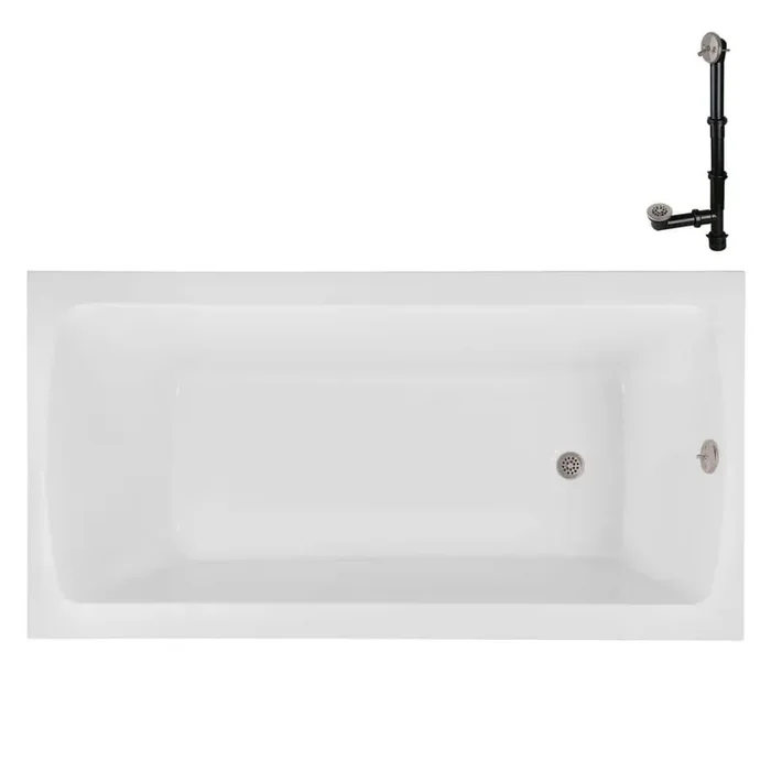 N-4380-754-BNK 72 in. x 36 in. Rectangular Acrylic Soaking Drop-In Bathtub, with Reversible Drain in Brushed Nickel