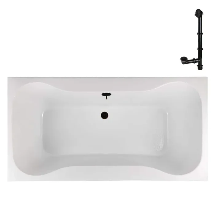 N-4480-769-ORB 66 in. x 34 in. Rectangular Acrylic Soaking Drop-In Bathtub, with Center Drain in Oil Rubbed Bronze