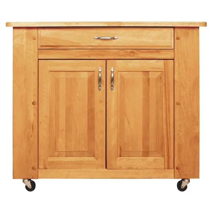 Natural Wood Kitchen Cart with Storage