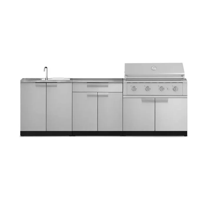 Outdoor Kitchen 104in. Wx 24in. Dx 48.5in. H Stainless Steel 5-Piece Cabinet Set w/ 40 in. Performance Natural Gas Grill