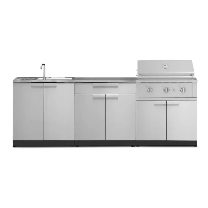Outdoor Kitchen 97 in. Wx 24 in. Dx 48.5 in. H Stainless Steel 5-Piece Cabinet Set w/33in. Performance Natural Gas Grill