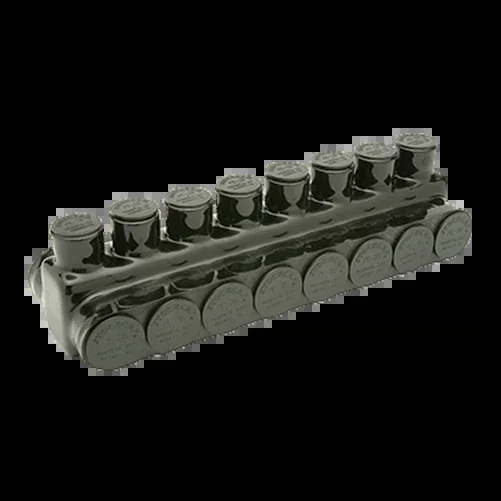 Penn Union Aluminum Black Pre-Insulated Power Bar 8 Ports With Double Sided Conductor Entry 1/0 Str. To 1000 kcmil (IPBBNA10008D)