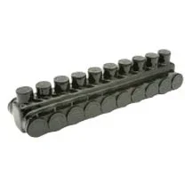 Penn Union Aluminum Black Pre-Insulated Power Bar – Ten Ports With Double Sided Conductor Entry 14 Sol. To 2/0 Str. (IPBBNA2/010D)