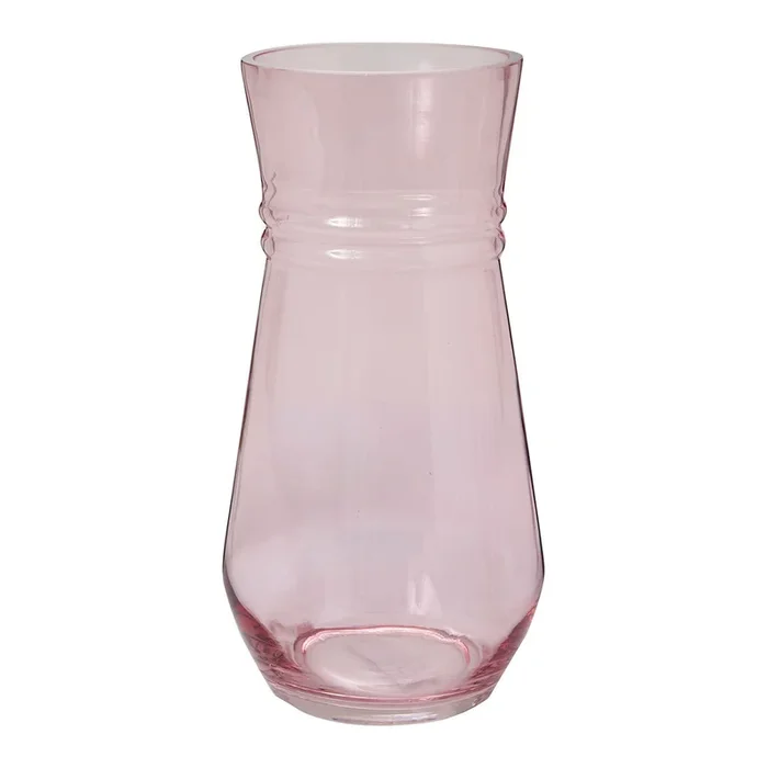 Pink Tinted Glass Hurricane Floral Vase
