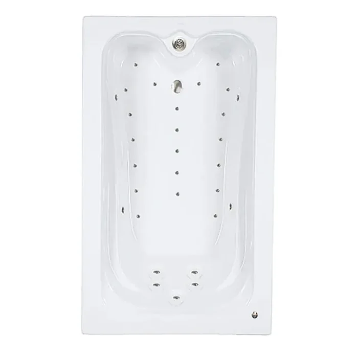 Premier 60 in. x 42 in. Acrylic Rectangular Drop-in Air Bathtub with Reversible Drain in Bone