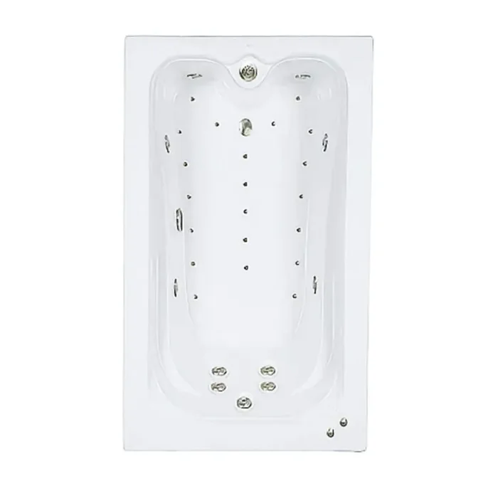 Premier 60 in. x 42 in. Acrylic Rectangular Drop-in Whirlpool and Air Bathtub with Reversible Drain in Biscuit
