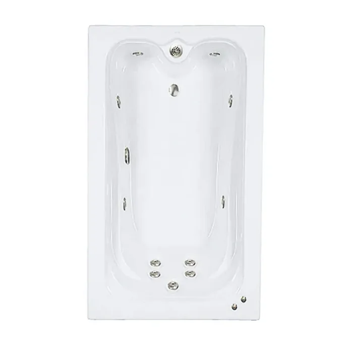 Premier 60 in. x 42 in. Acrylic Rectangular Drop-in Whirlpool Bathtub with Reversible Drain in Biscuit