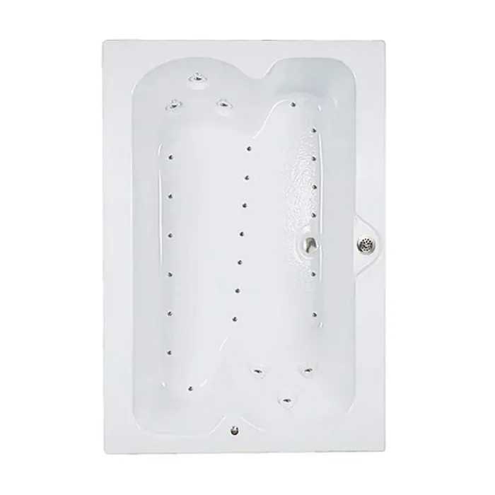Premier 60 in. x 48 in. Acrylic Rectangular Drop-in Air Bathtub with Reversible Drain in Bone