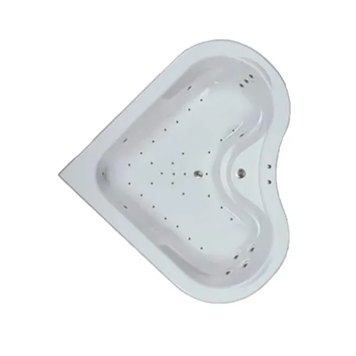 Premier 64 in. x 64 in. Acrylic Corner Drop-in Air Bathtub with Center Drain in Biscuit
