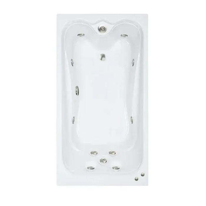 Premier 66 in. x 36 in. Acrylic Rectangular Alcove Whirlpool Bathtub with Reversible Drain in Biscuit