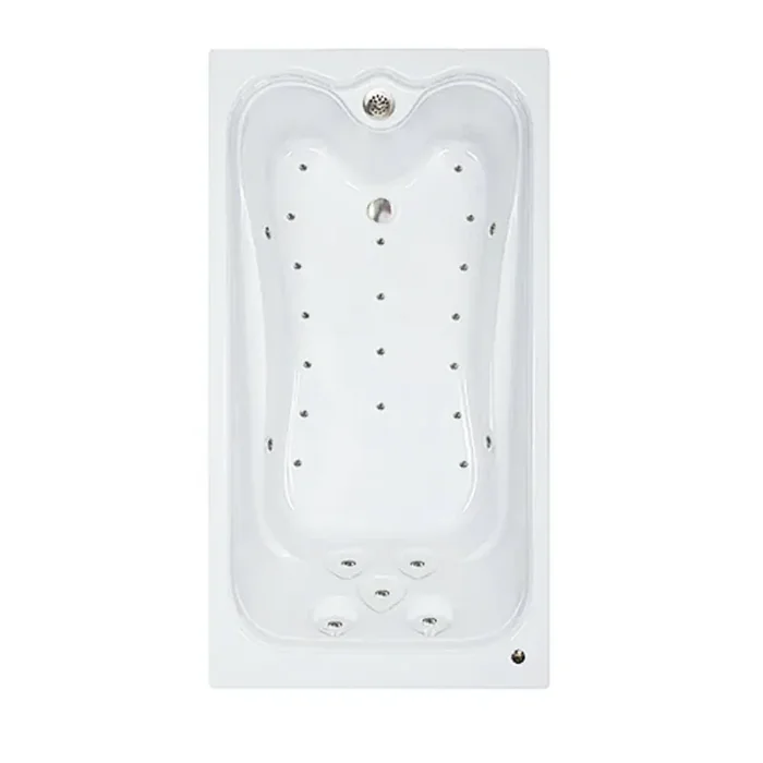 Premier 66 in. x 36 in. Acrylic Rectangular Drop-in Air Bathtub with Reversible Drain in Bone