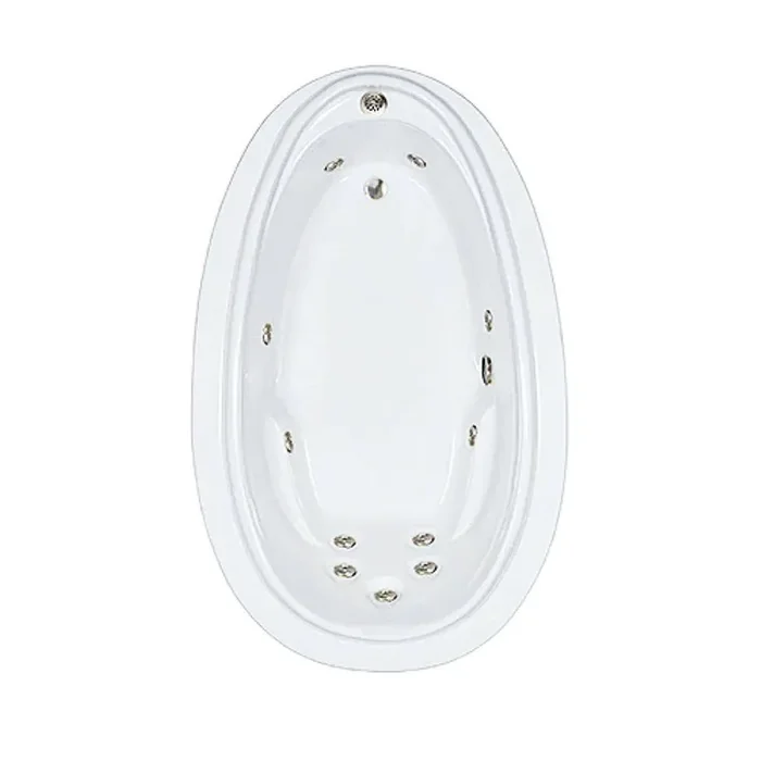 Premier 72 in. x 44 in. Acrylic Oval Drop-in Whirlpool Bathtub with Reversible Drain in Biscuit