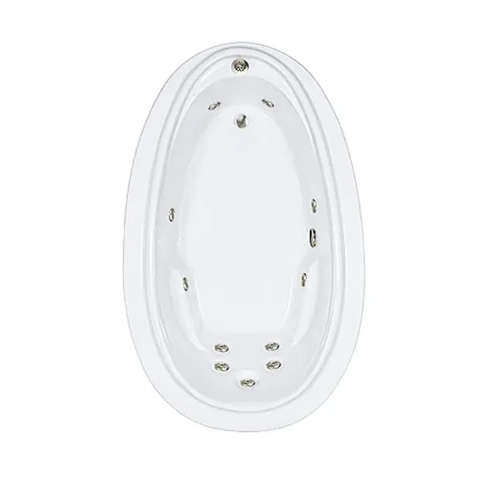Premier 72 in. x 44 in. Acrylic Oval Drop-in Whirlpool Bathtub with Reversible Drain in Bone