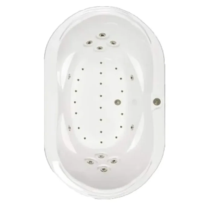 Premier 73 in. x 43 in. Acrylic Oval Drop-in Whirlpool and Air Bathtub with Center Drain in White