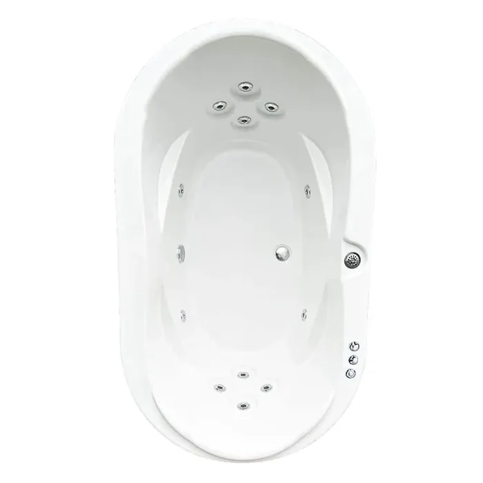 Premier 73 in. x 43 in. Acrylic Oval Drop-in Whirlpool Bathtub with Center Drain in Biscuit