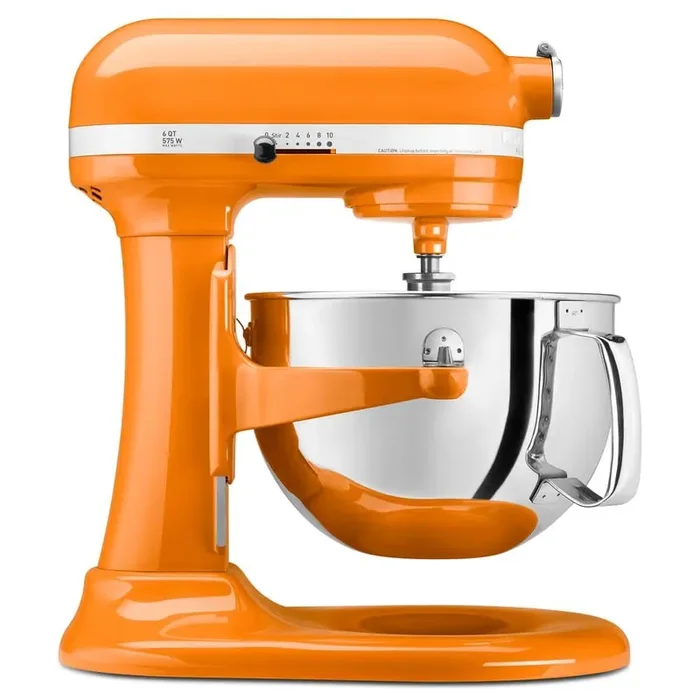 Professional 600 Series 6 Qt. 10-Speed Tangerine Stand Mixer with Flat Beater, Wire Whip and Dough Hook Attachments