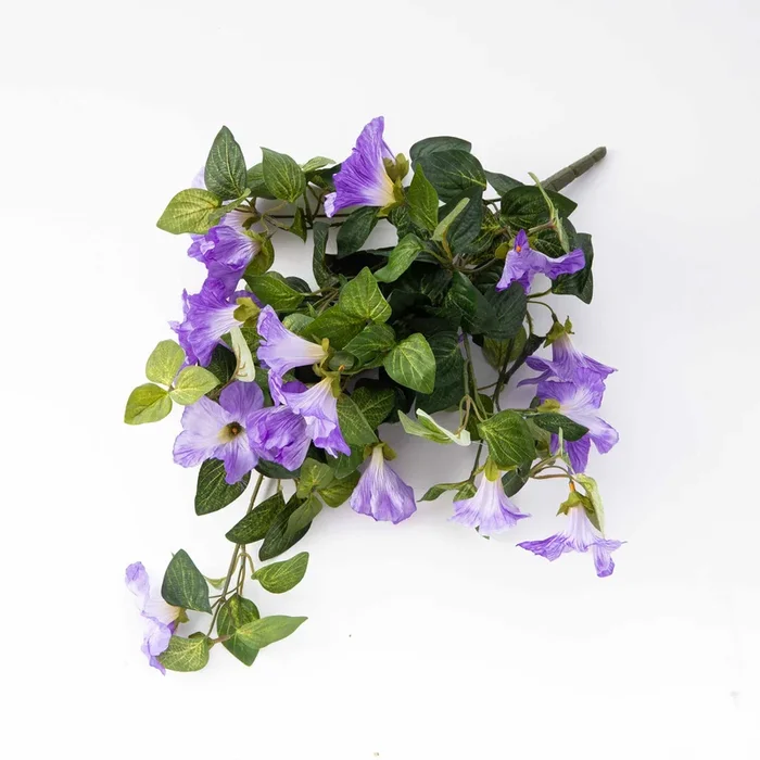 Purple Petunia Silk Faux Floral Bush – 18″