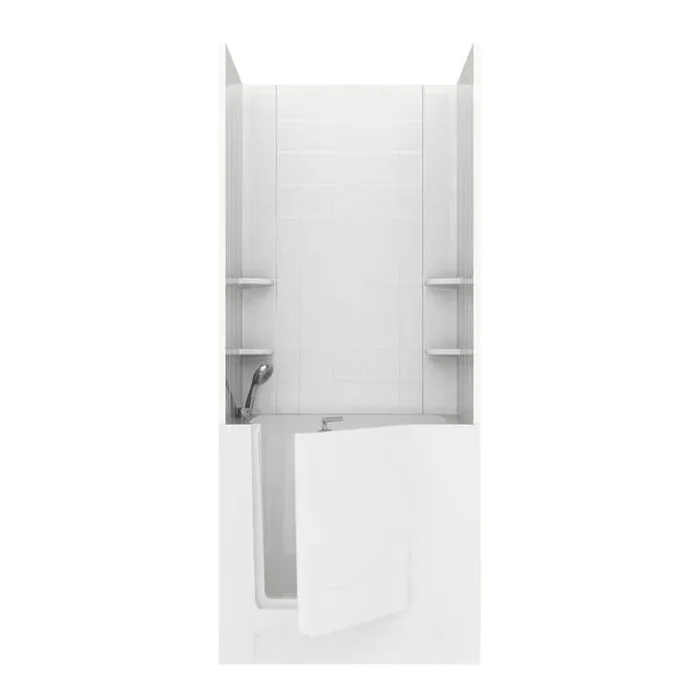 Rampart 3.3 ft. Walk-in Non-Whirlpool Bathtub with 6 in. Tile Easy Up Adhesive Wall Surround in White