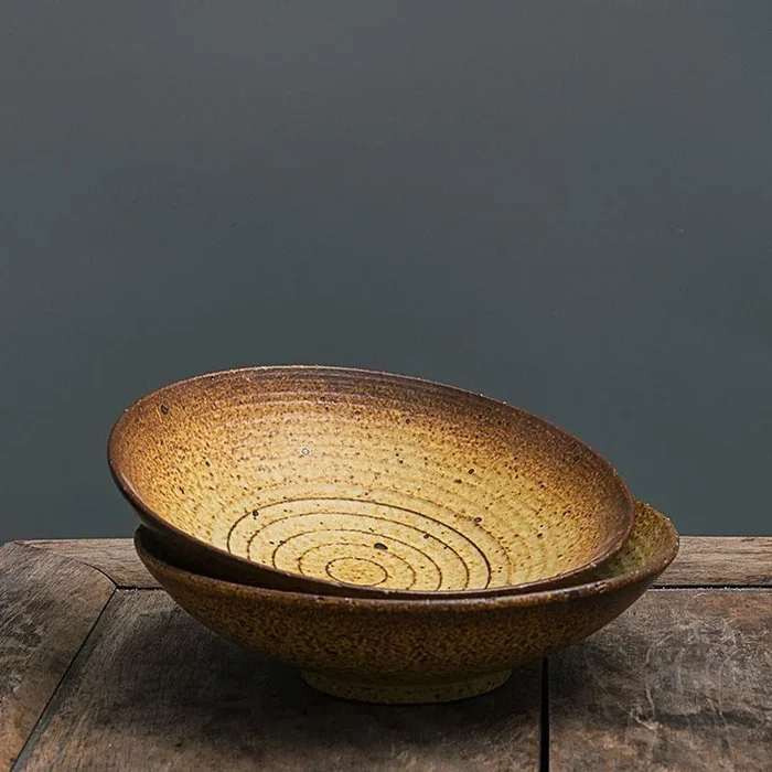 Rustic Round Stoneware Bronze Fruit Plates