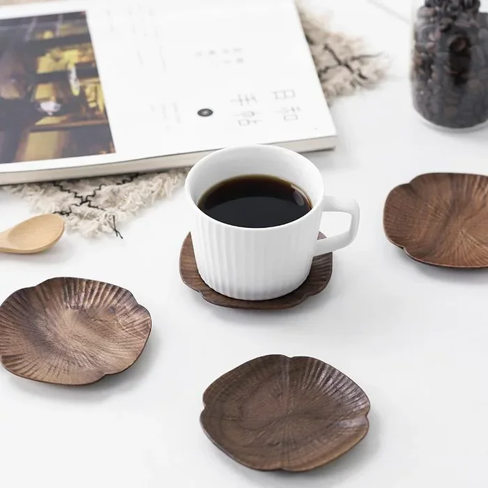 Rustic Shell-Like Wooden Coaster for Cups