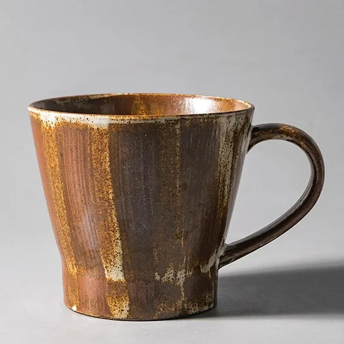 Rustic Vintage Stoneware Mug Coffee Cup Teacup and Saucer