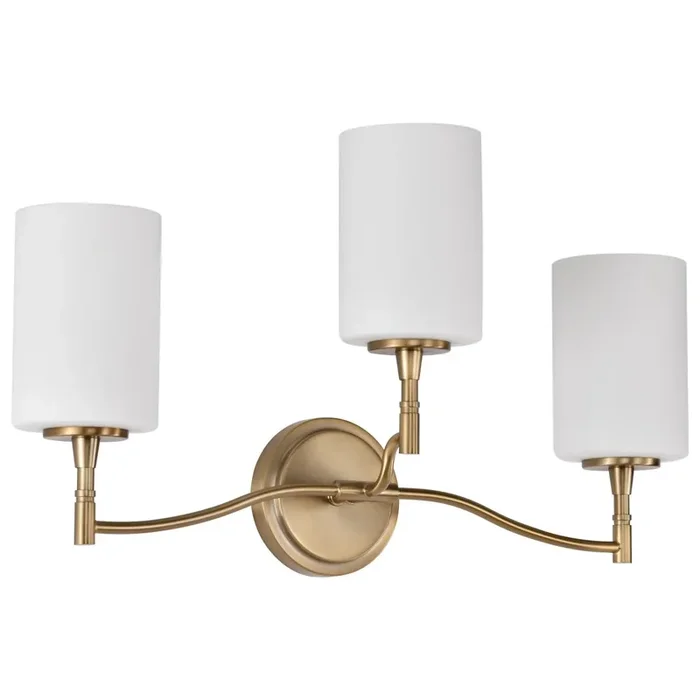 SATCO/NUVO Liam 3-Light Vanity Burnished Brass White Opal Glass (60-8203)