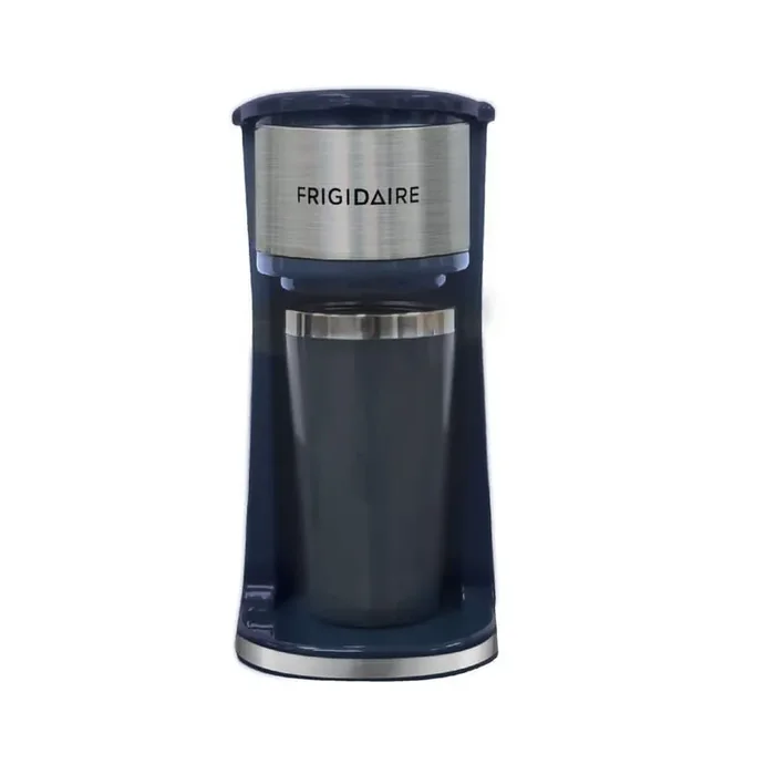 Single Cup Stainless Steel Coffee Maker for Ground Coffee in Navy with Double Insulated Stainless Steel Mug