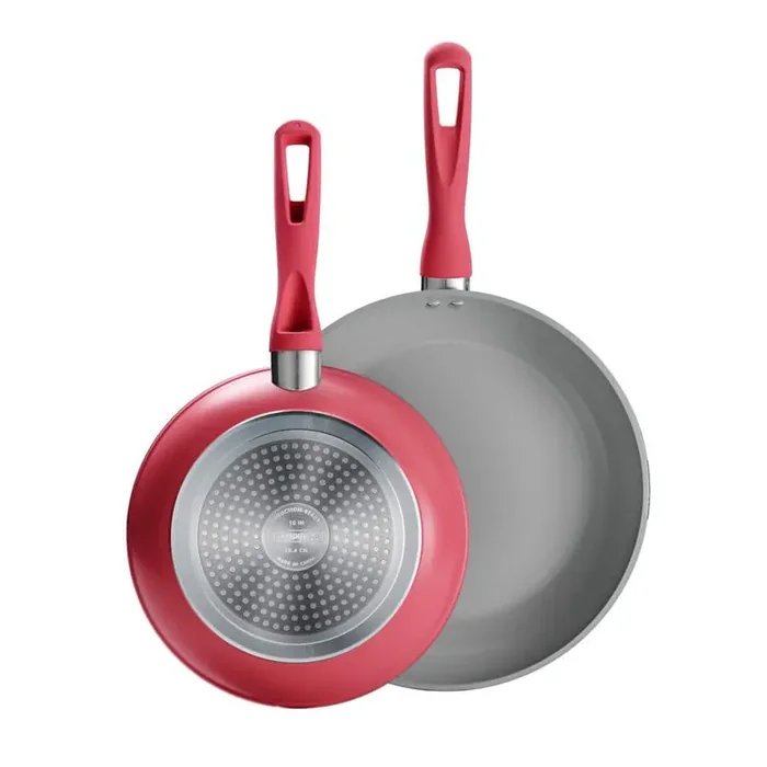 Solara 2-Piece Red Aluminum Induction Frying Pan Set