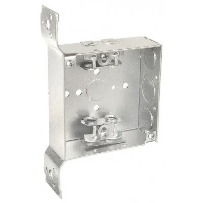 Southwire Garvin 4 Square Junction Box 1-1/2 Inch Deep With Box Clamps And Flat Vertical Bracket (52151-FBox)