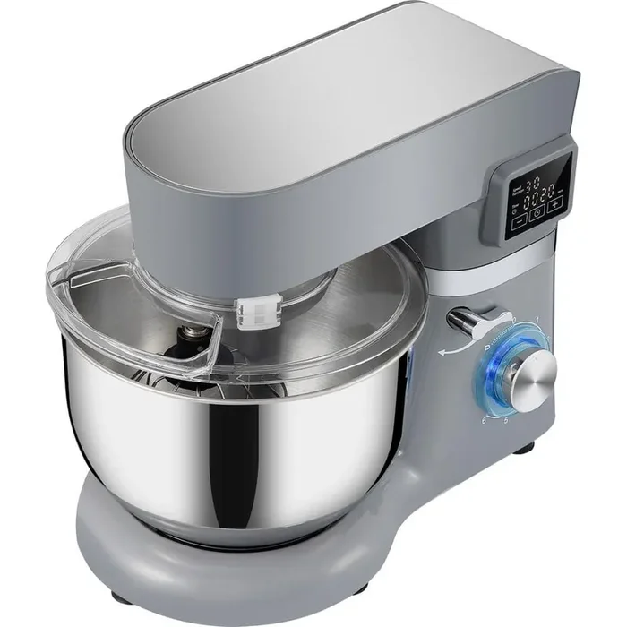 Stand Mixer Grey 660 W Electric Dough Mixer with 6 Speeds LCD Screen Timing Tilt-Head Food Mixer with 5.8 qt. Steel Bowl
