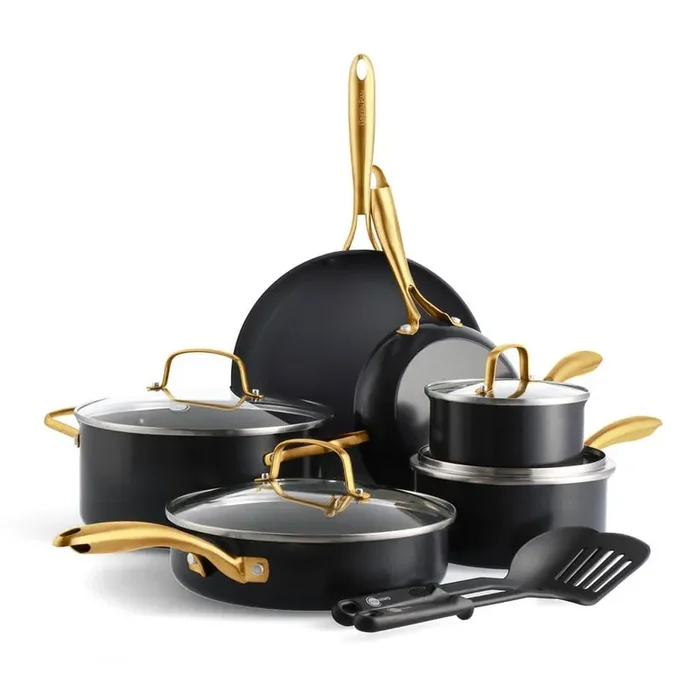 Studio 12-Piece Ceramic Nonstick Cookware Set in Black