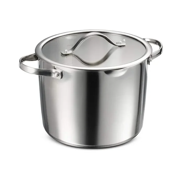 Tempo 8 qt. Tri-Ply Base Stainless Glass Covered Stock Pot