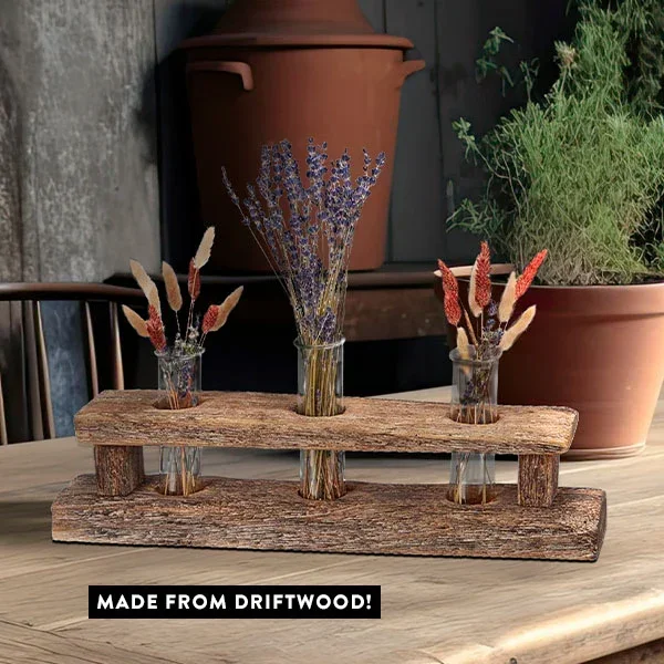 Test Tube Vases with Driftwood Plant Stand – Decor Steals