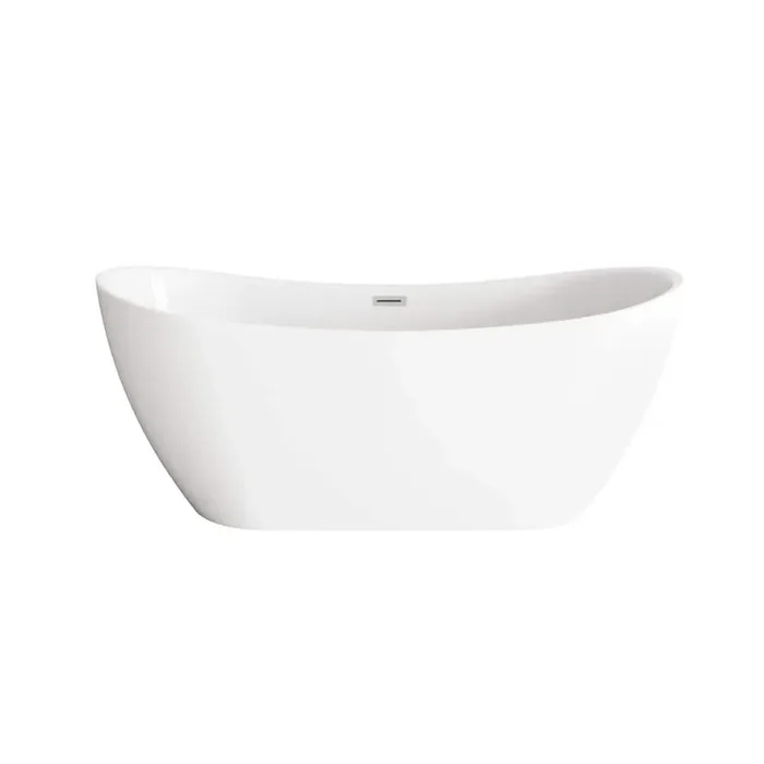 Timeless Home 67 in. x 29 in. Soaking Bathtub with Center Drain in Glossy White with Brushed Nickel Trim