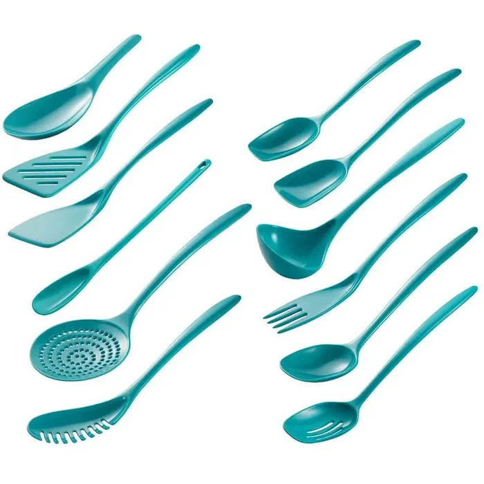 Turquoise Cook and Serve Melamine Utensils, 12-Pcs Set