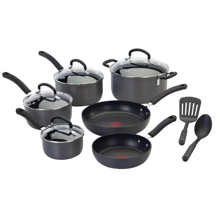 Ultimate 12-Piece Hard-Anodized Aluminum Nonstick Cookware Set in Black