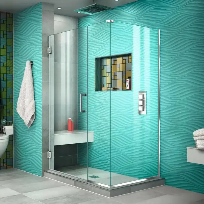 Unidoor Plus 40.5 in. W x 30 to 3/8 in. D x 72 in. H Frameless Hinged Corner Shower Enclosure in Chrome