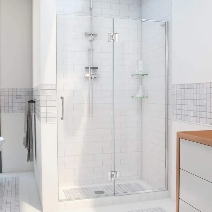 Unidoor-X 50 in. x 72 in. Frameless Hinged Shower Door in Chrome