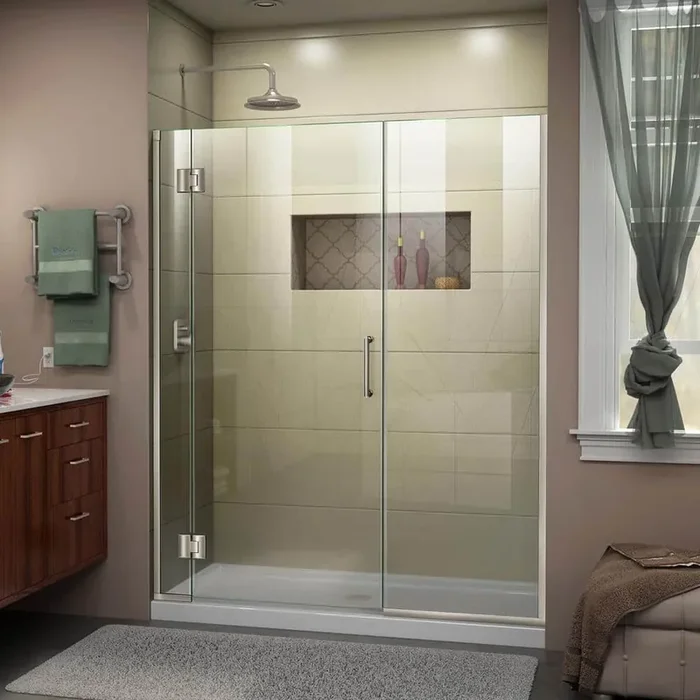 Unidoor-X 51 to 51.5 in. x 72 in. Frameless Hinged Shower Door in Brushed Nickel